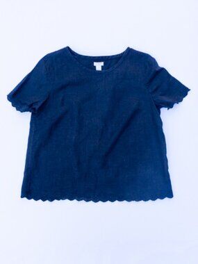 J Crew Linen Eyelet Top Black 6P Open Back 6